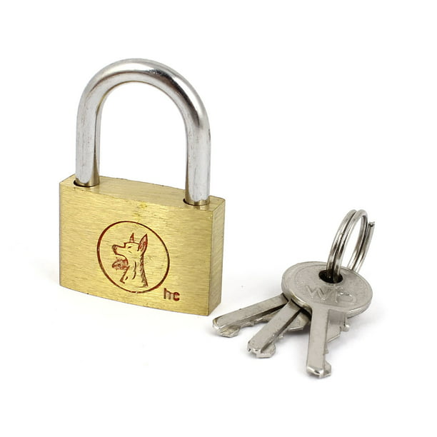 Door Luggage Security Lock Metal Shackle Brass Padlock w 3 Keys